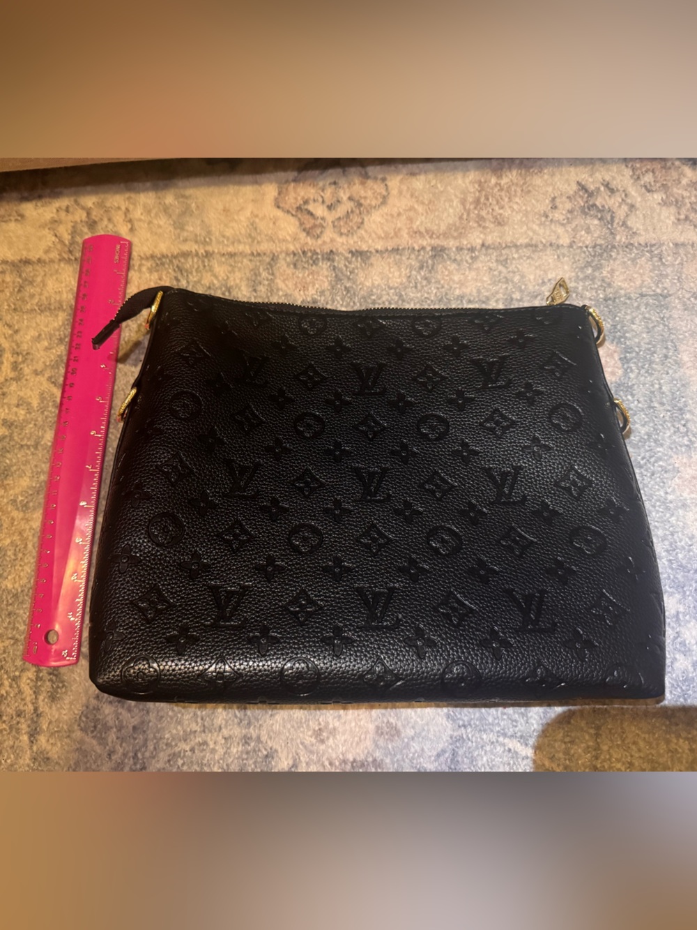 INSPIRED Black Embossed Monogram Crossbody Bag - Picture 5 of 11